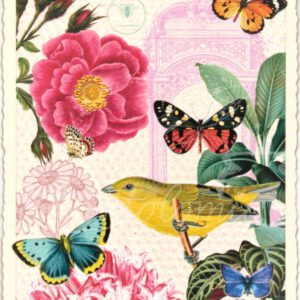 Blumen mit Schmetterlingen und Vogel (PK 905)