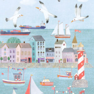 Maritime Hafenstadt (normales Postkartenformat)