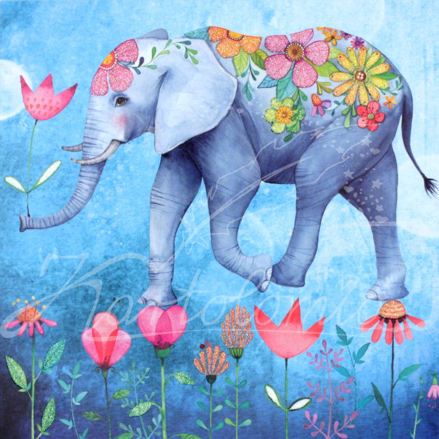 Elefant mit Blumen