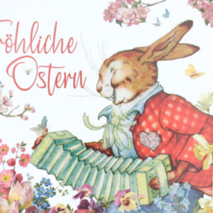 Fröhliche Ostern - Hase mit Ziehharmonika