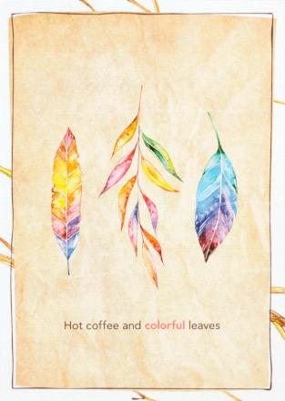 Hot coffee and colorful leaves