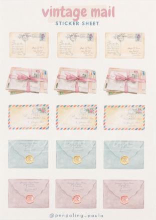 Vintage mail - Briefe - Stickerbogen