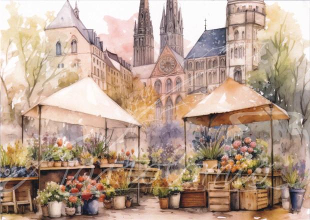 Marktplatz und Blumenstand