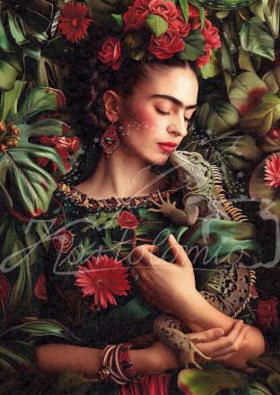 Frida Kahlo mit Eidechse